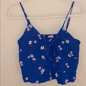 american eagle blue flower shirt